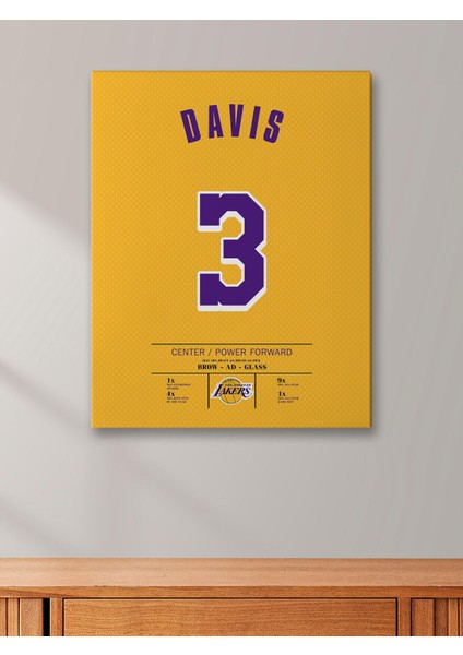 Anthony Davis Forma 40 x 55 cm Nba Los Angeles Lakers Jersey Kanvas Tablo fiyatları