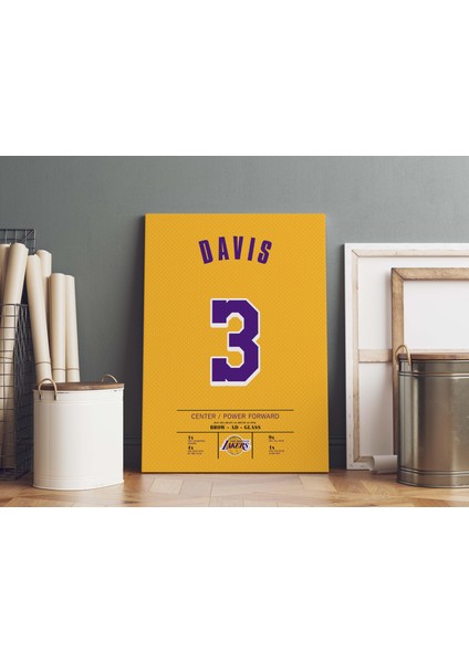Anthony Davis Forma 40 x 55 cm Nba Los Angeles Lakers Jersey Kanvas Tablo modelleri