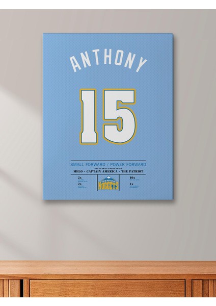 Carmelo Anthony Forma 40 x 55 cm Nba Denver Nuggets Jersey Kanvas Tablo fiyatları