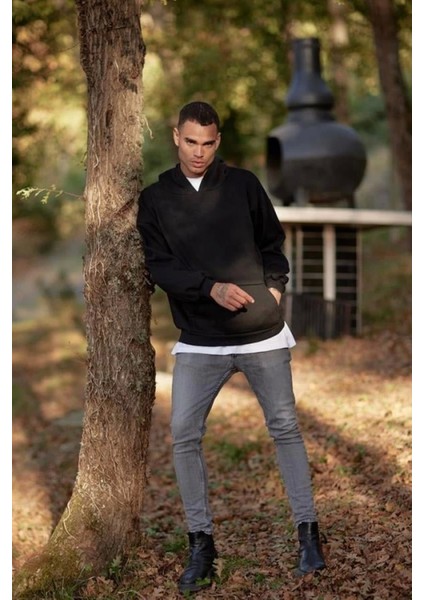 3 Iplik Şardonlu Oversize Sweatshirt