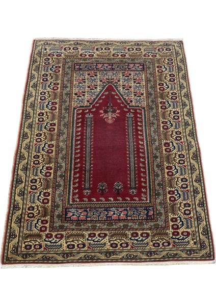 Antika El Dokuma Emsalsiz Namazlık Seccade Kayseri Bünyan Yün Halı 5244