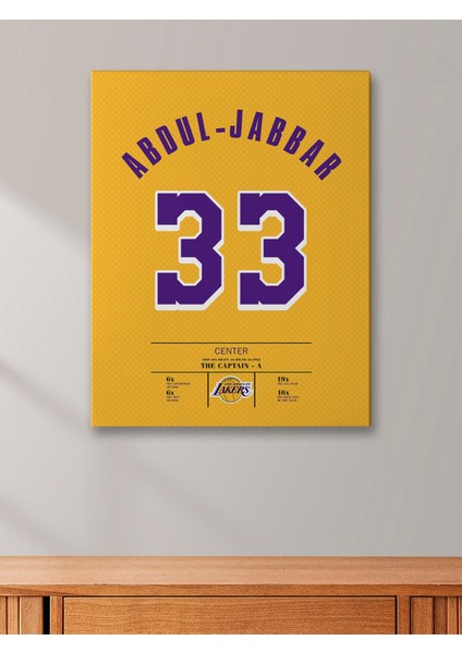 Kareem AbdulJabbar Forma 40 x 55 cm Nba Los Angeles Lakers Jersey Kanvas Tablo modelleri