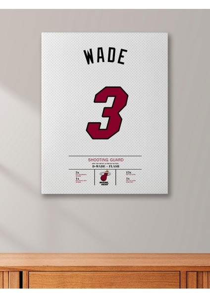 Dwyane Wade Forma 40 x 55 cm Nba Miami Heat Jersey Kanvas Tablo fiyatları
