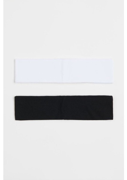 2'li Trend Bandana Saç Bandı - Siyah ve Beyaz