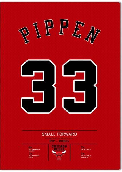 Scottie Pippen Forma 40 x 55 cm Nba Chicago Bulls Jersey Kanvas Tablo