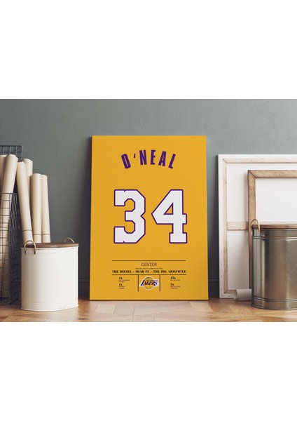 Shaquille O'neal Forma 40 x 55 cm Nba Los Angeles Lakers Jersey Kanvas Tablo fırsatları