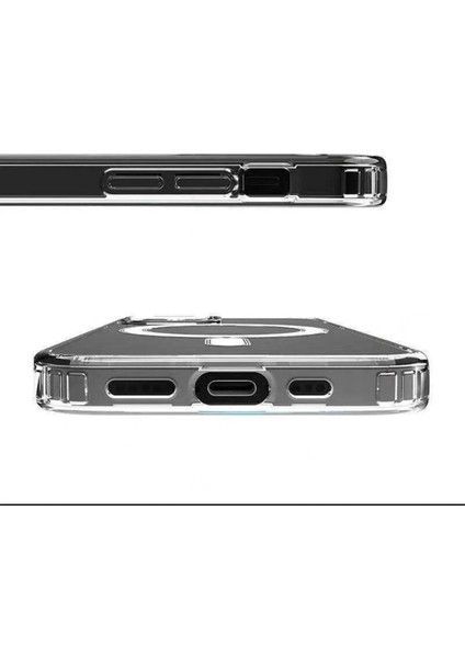 Iphone 14 Kılıf Kamera Lens Korumalı Magsafe Destekli Şeffaf Darbe Emici Sert Kapak