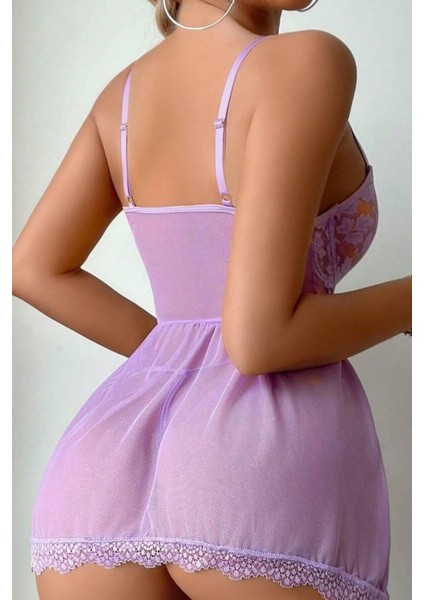 Lila Örgü Detaylı Gecelik 66608 fırsatları