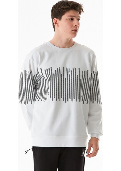Baskılı Bisiklet Yaka Sweatshirt