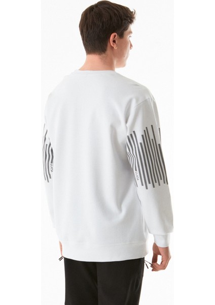 Baskılı Bisiklet Yaka Sweatshirt