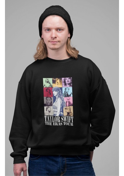 Taylor Swift Eras Tour Sırt Baskılı Kapüşonsuz Sweatshirt, Unisex Oversize Taylor Swift Sweatshirt