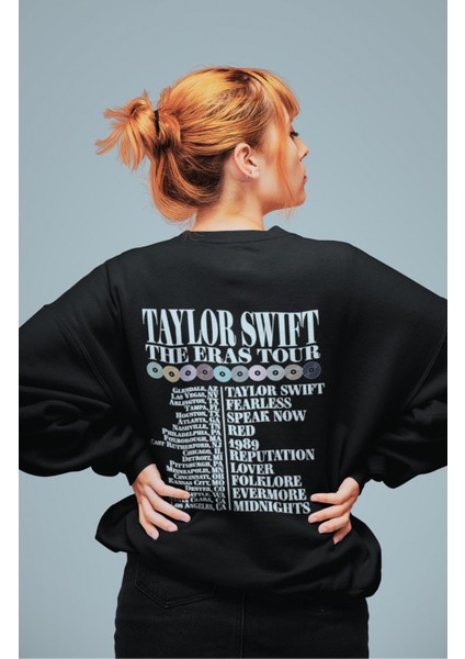 Taylor Swift Eras Tour Sırt Baskılı Kapüşonsuz Sweatshirt, Unisex Oversize Taylor Swift Sweatshirt