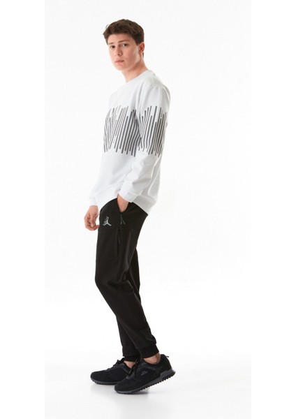 Baskılı Bisiklet Yaka Sweatshirt