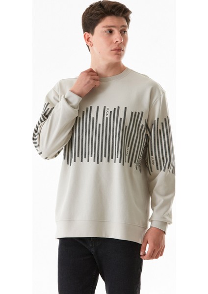 Baskılı Bisiklet Yaka Sweatshirt