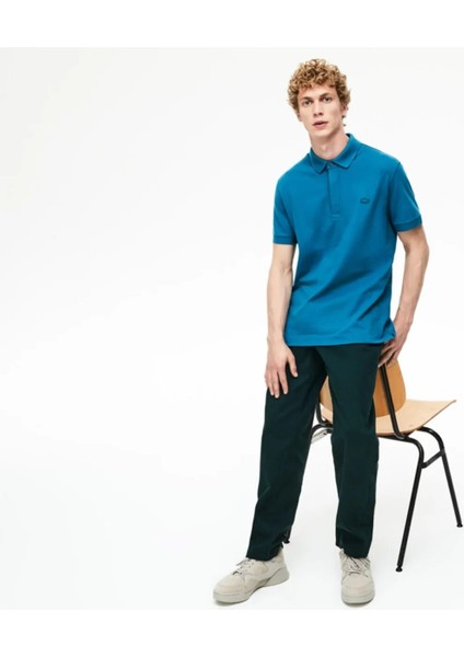 Erkek Regular Fit Mavi Paris Polo Yaka T-Shirt