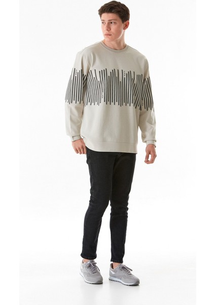 Baskılı Bisiklet Yaka Sweatshirt modelleri