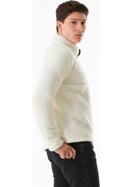 Dik Yaka Yarım Fermuarlı Peluş Sweatshirt fırsatları