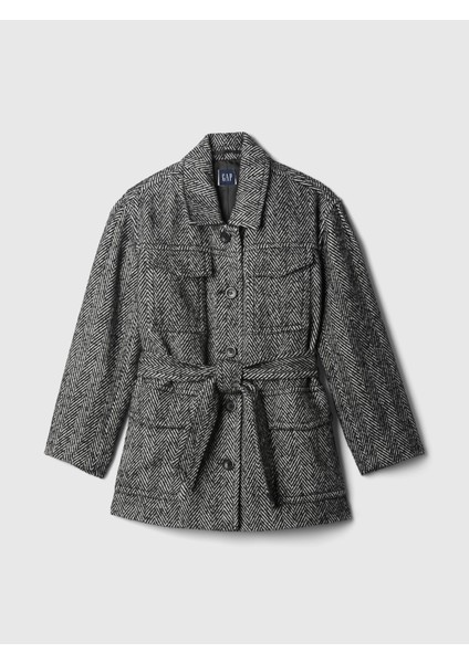 Kadın Siyah Herringbone Kemerli Fonksiyonel Ceket fiyatları