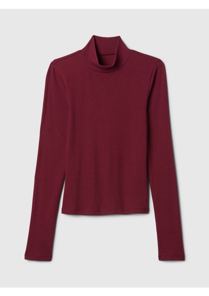 Kadın Bordo Modern Fitilli Crop Balıkçı Yaka T-Shirt fiyatları