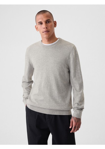 Erkek Gri CashSoft bisiklet yaka kazak