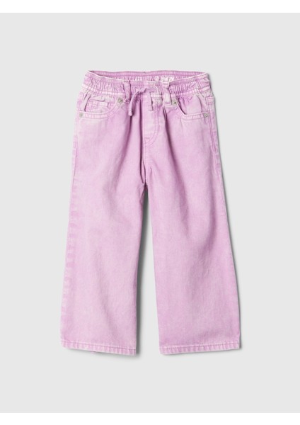 Kız Bebek Pembe Bağcıklı Pull-On Baggy Jean Pantolon