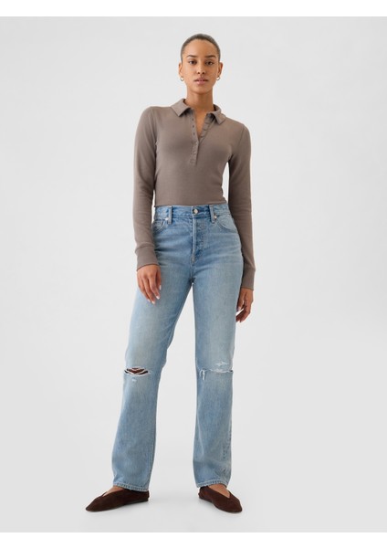 Kadın Kahverengi Modern Crop Polo Yaka T-Shirt modelleri
