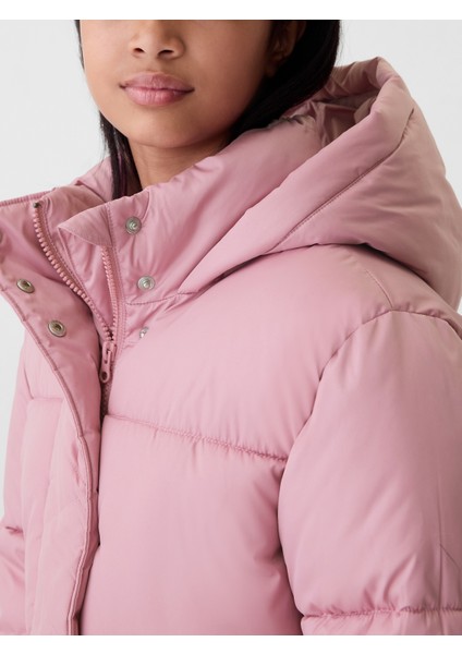 Kız Çocuk Pembe Geri Dönüştürülmüş Heavyweight Primaloft® Puffer Şişme Mont