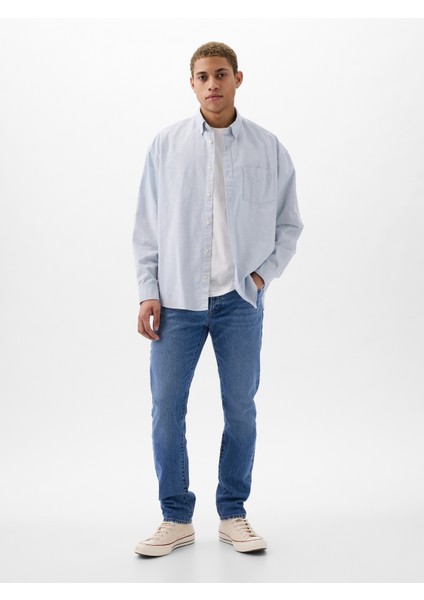 Erkek Koyu Mavi Slim Jean Pantolon