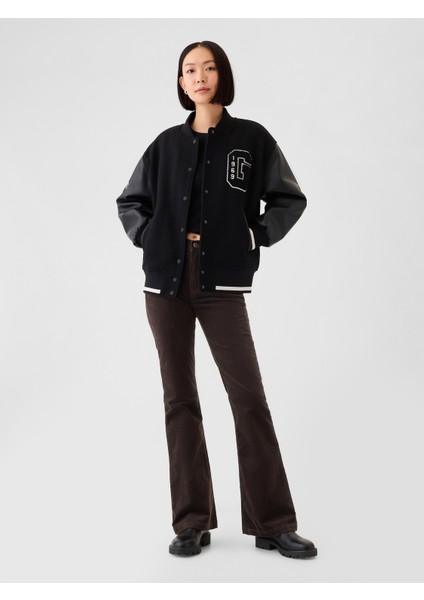 Kadın Kahverengi High Rise Kadife '70s Flare Jean Pantolon