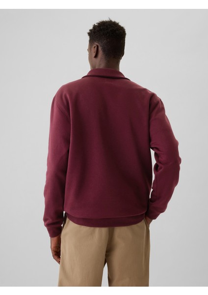 Erkek Bordo Gap Logo Vintage Soft Fermuarlı Pullover Sweatshirt