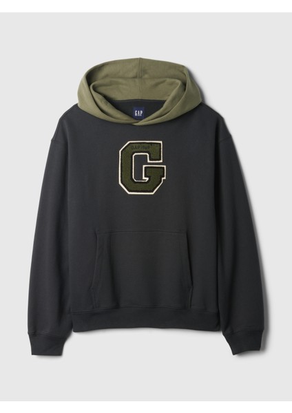 Erkek Siyah Gap Logo Colorblock Varsity Sweatshirt