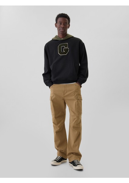 Erkek Siyah Gap Logo Colorblock Varsity Sweatshirt