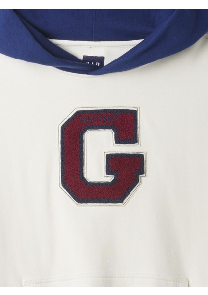 Erkek Kırık Beyaz Gap Logo Colorblock Varsity Sweatshirt modelleri