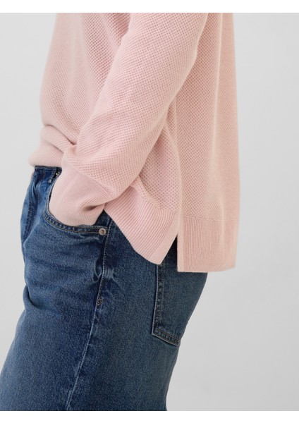 Kadın Pembe Textured Kazak modelleri