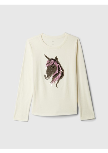 Kız Çocuk Kırık Beyaz Flippy Pullu T-Shirt fiyatları