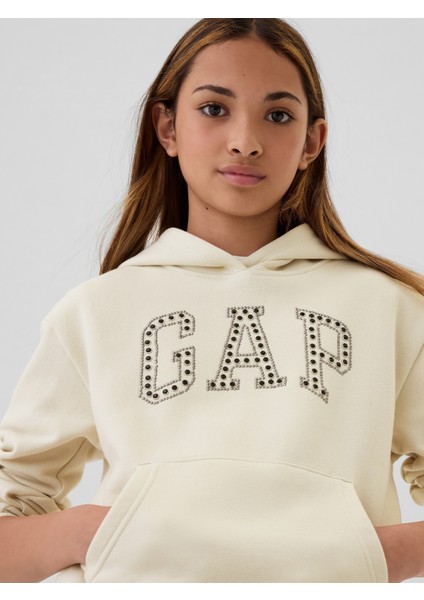 Kız Çocuk Kırık Beyaz Gap Logo Relaxed Fleece Sweatshirt