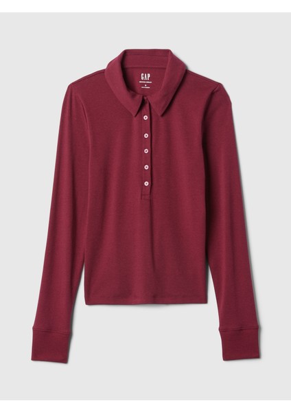 Kadın Bordo Modern Crop Polo Yaka T-Shirt fiyatları