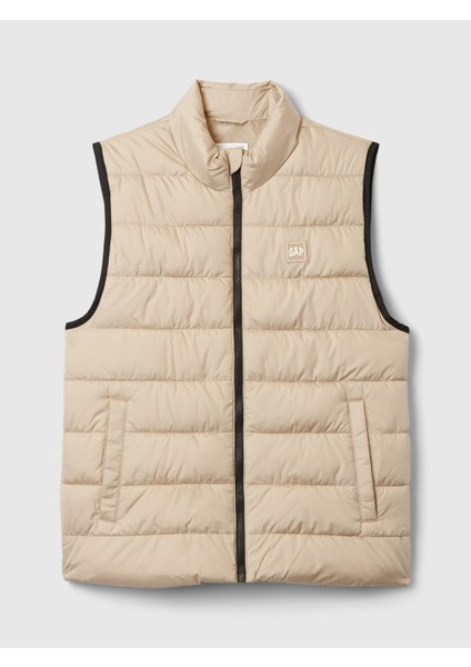 Erkek Bej Gap Logo Coldcontrol Puffer Şişme Yelek