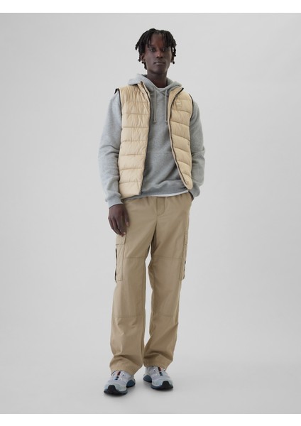 Erkek Bej Gap Logo Coldcontrol Puffer Şişme Yelek