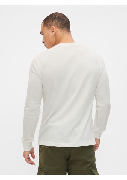 Erkek Kırık Beyaz Waffle Örgü T-Shirt