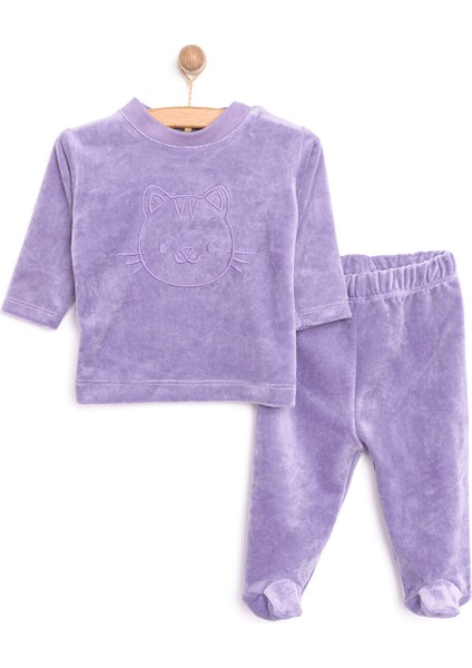 Yenidoğan Kadife Tshirt-Patikli Alt Kız Bebek