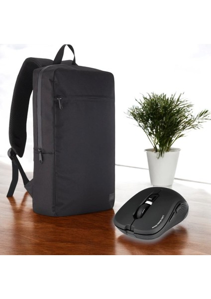 Mila PR-EK100 15,6'su Geçirmez Kumaş Fermuar Notebook Sırt Çantası+Kablosuz Mouse