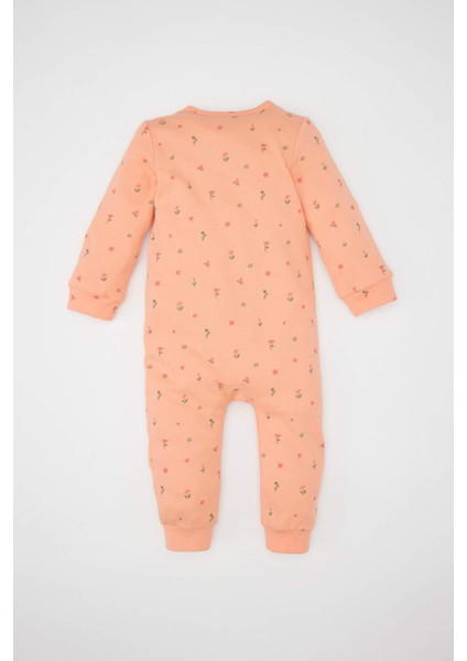 Kız Bebek Yenidoğan Çiçekli Uzun Kollu Fermuarlı Tulum D8305A5NS