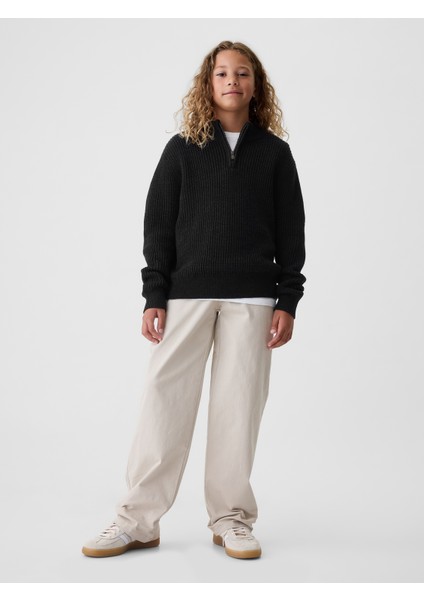 Erkek Çocuk Siyah Shaker Örgü Pullover Kazak fırsatları