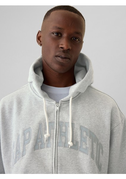 Erkek Gri Gap Logo Heavyweight Fermuarlı Sweatshirt modelleri