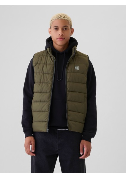 Erkek Haki Gap Logo Coldcontrol Puffer Şişme Yelek