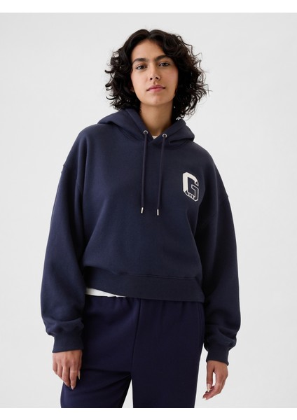 Kadın Lacivert Gap Logo Vintage Soft Crop Sweatshirt