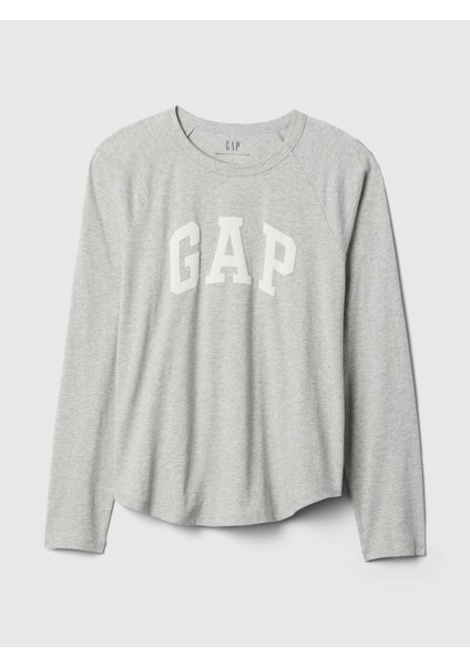 Kadın Gri Organik Pamuk Raglan Gap Logo T-Shirt fiyatları