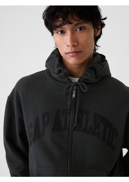 Erkek Siyah Gap Logo Heavyweight Fermuarlı Sweatshirt modelleri
