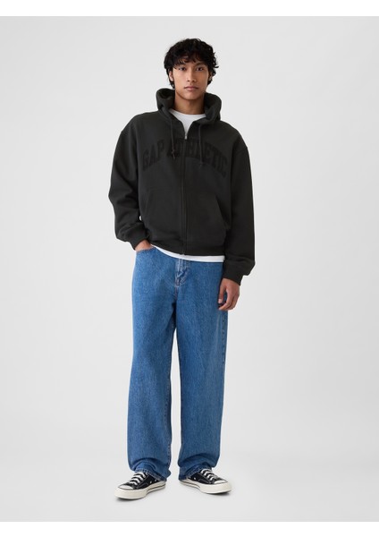 Erkek Siyah Gap Logo Heavyweight Fermuarlı Sweatshirt fırsatları